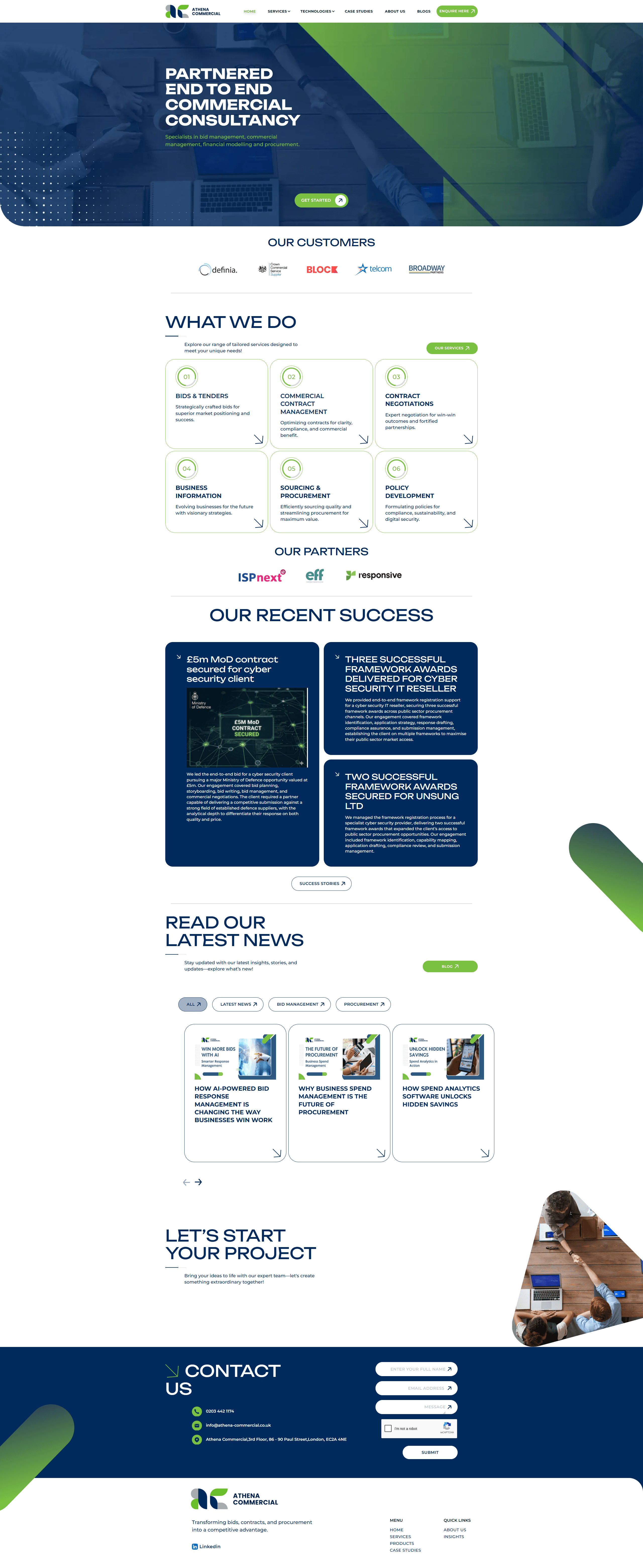 Athena Commercial full homepage design