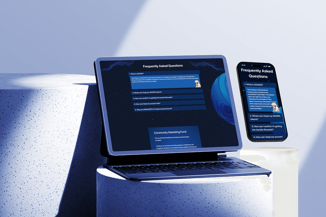AstroDawg NFT landing page roadmap and community sections
