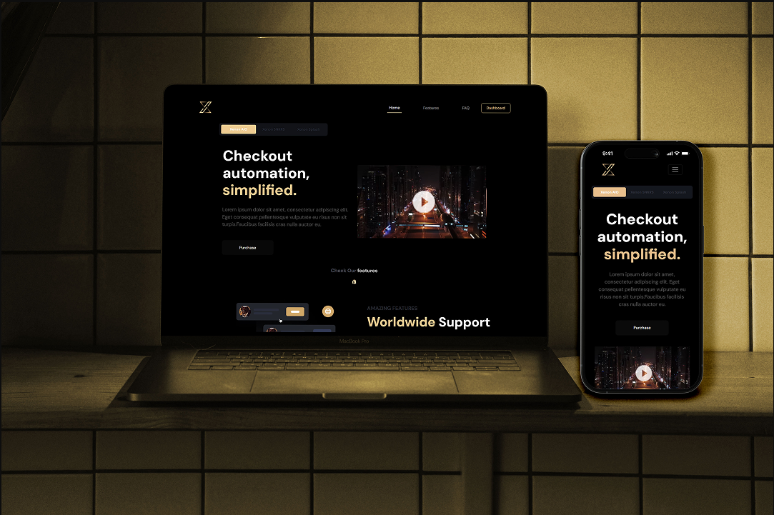 Xenon AIO landing page showcase, section one