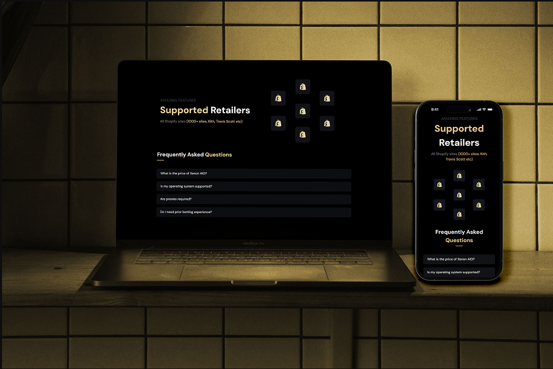 Xenon AIO landing page showcase, section two